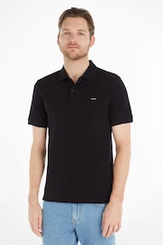 Calvin Klein Black Slim Stretch Pique Polo Shirt - Image 1 of 5