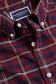 Charles Tyrwhitt Red Check Classic Fit Button-down Brushed Washed Oxford Shirt - Image 5 of 6