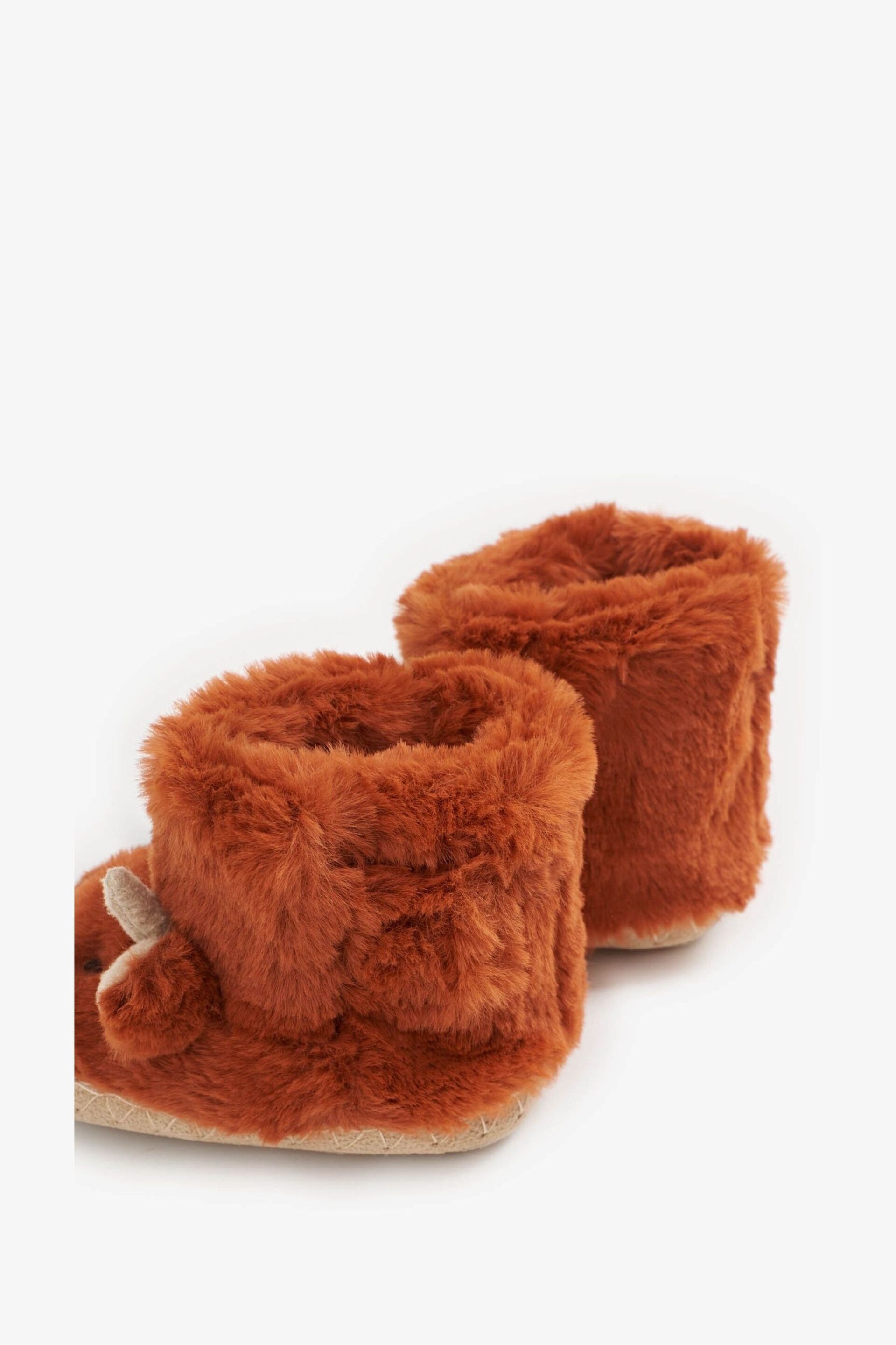 JoJo Maman Bébé Rust Boys' Highland Cow Slipper Boots - Image 5 of 5