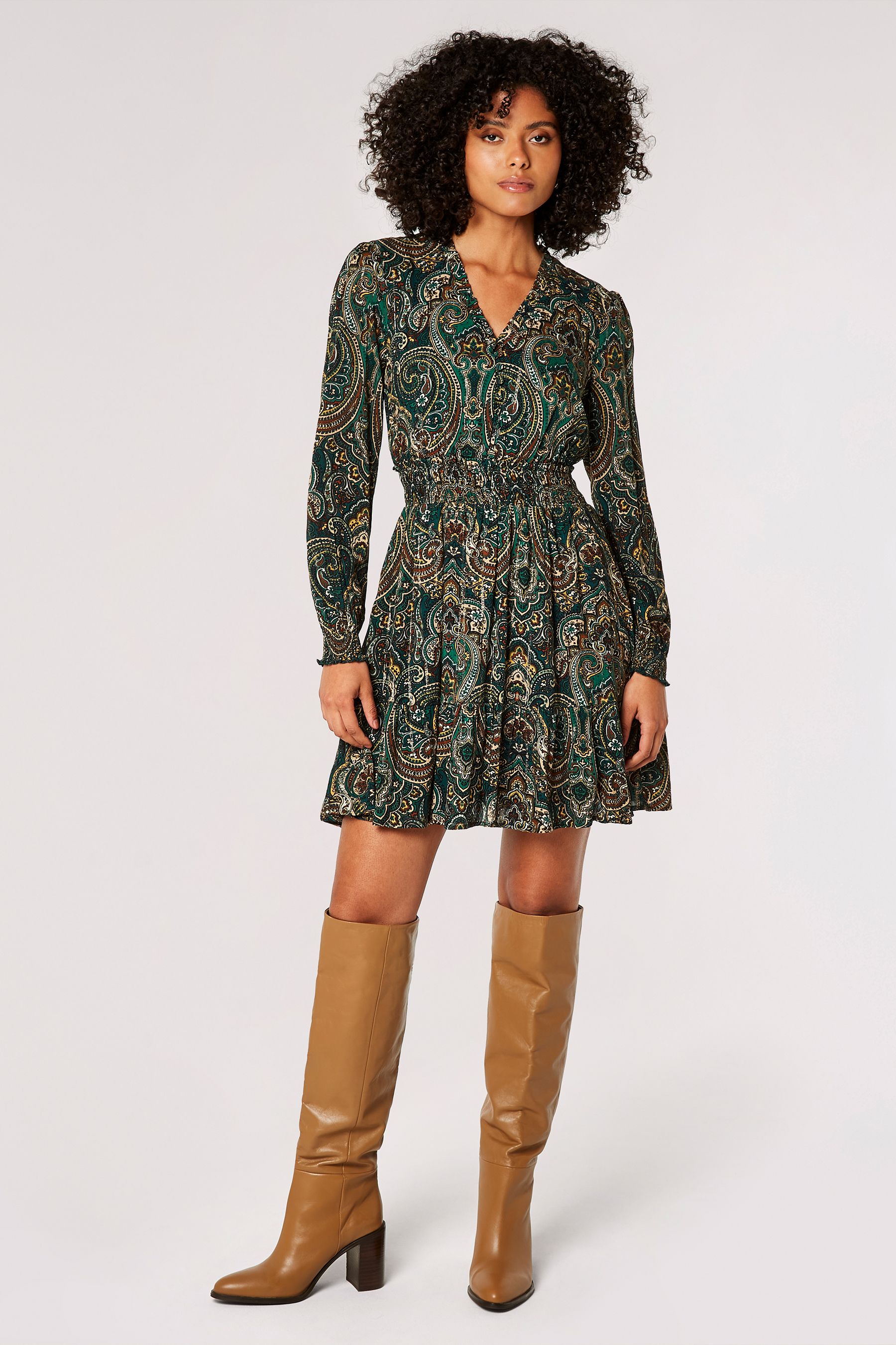 Apricot paisley clearance dress