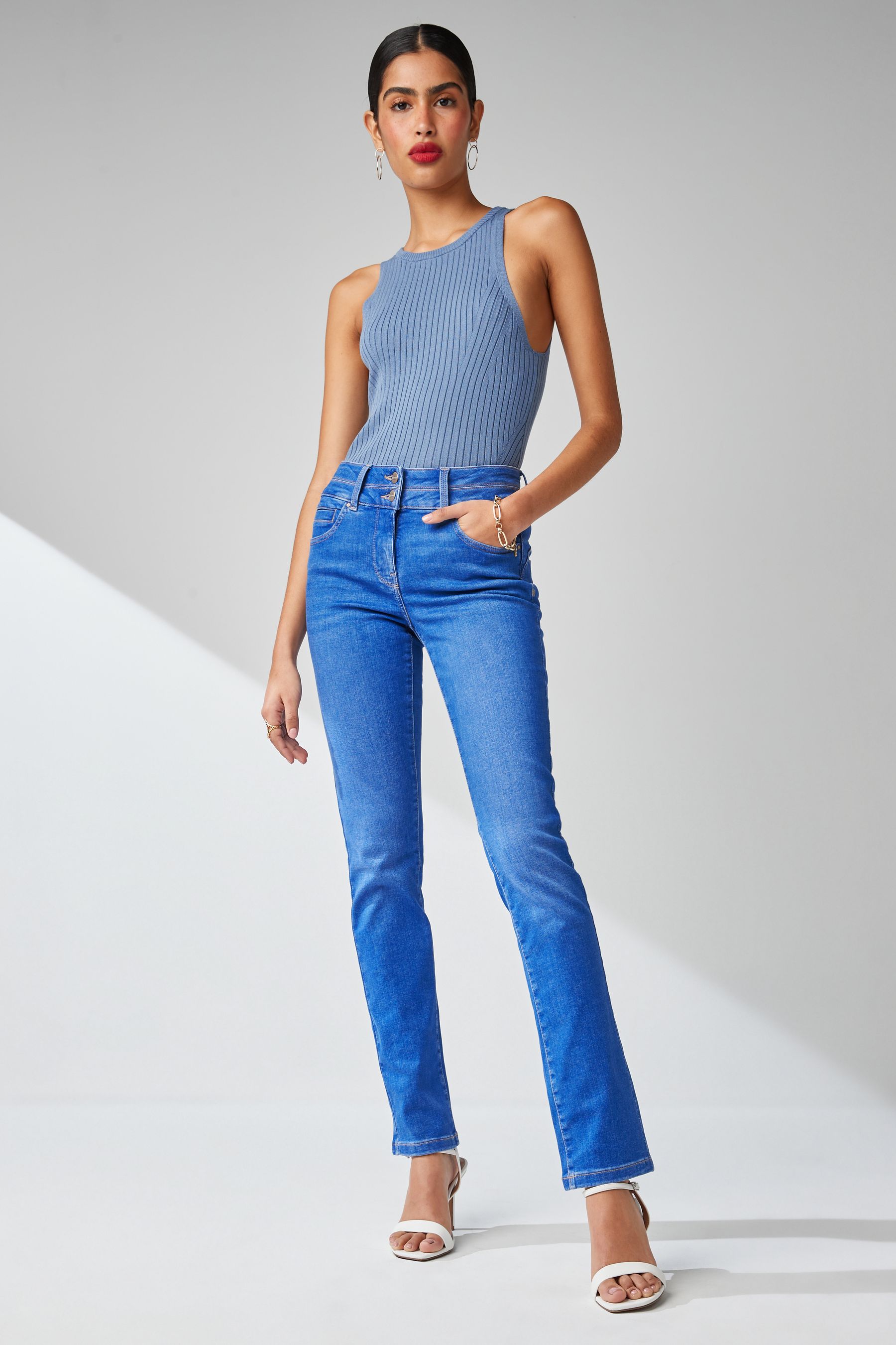 Buy Bright Blue Slim Lift And Shape Jeans from Next Luxembourg