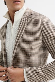 Reiss Brown Flutter Slim Fit Wool Blend Single Breasted Blazer - Image 4 of 7