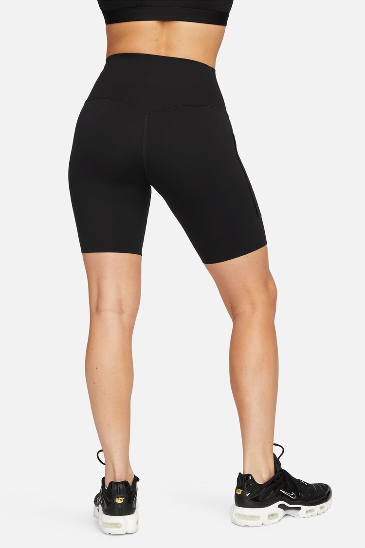 Nike Black Universa Medium Support High Waisted 8 Cycling Shorts With Pockets - Image 3 of 11