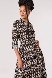 Apricot Black Ikat Hankyhem Midi Shirt Dress - Image 3 of 4