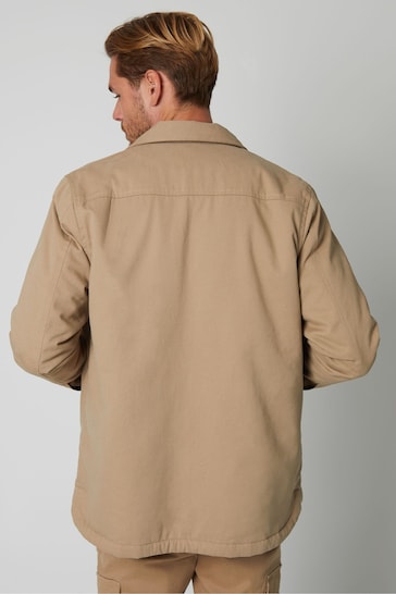 Threadbare Brown Borg Lined Cotton Overshirt