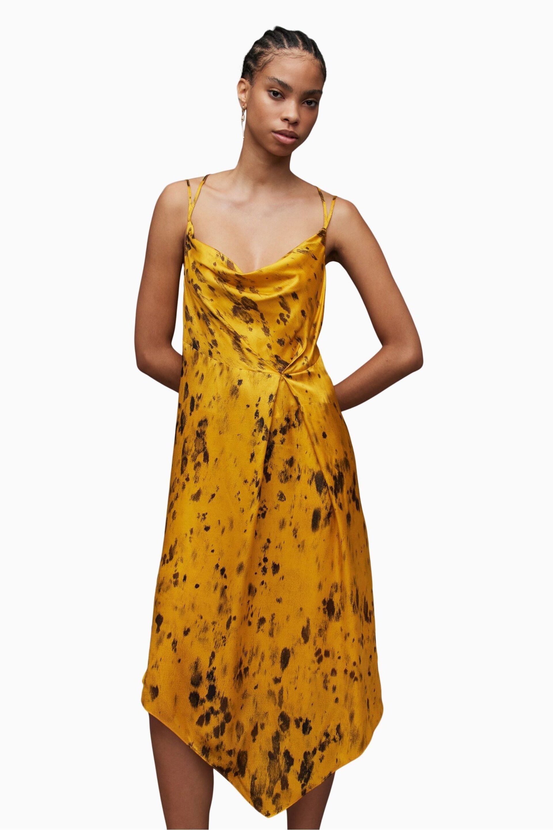 AllSaints Yellow Marta Ronnie Dress - Image 4 of 7