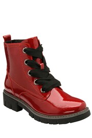 Lotus Red Patent Lace-Up Ankle Boots - Image 1 of 4