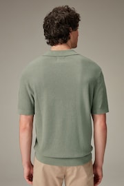 Green Trophy Linen Blend Knitted Polo Shirt - Image 3 of 7