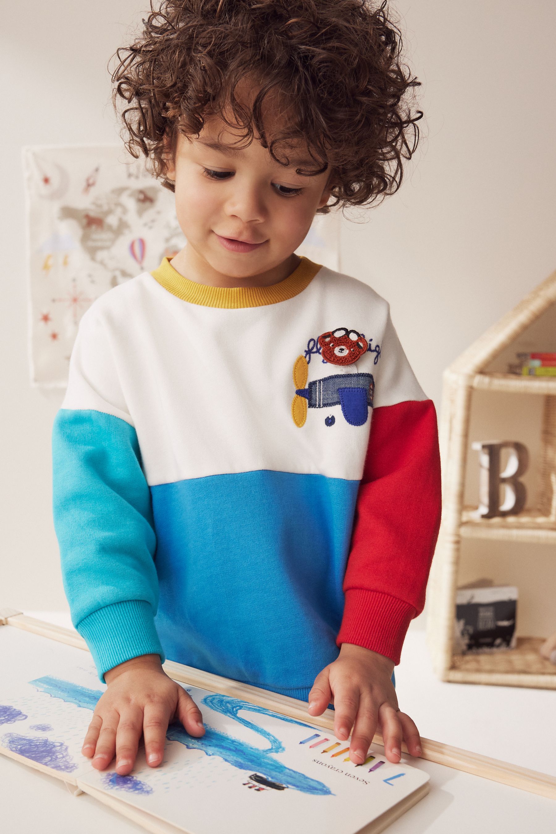 Buy White Blue Red Colourblock Character Crew Neck 100 Cotton Sweatshirt 3mths 7yrs from the Next UK online shop
