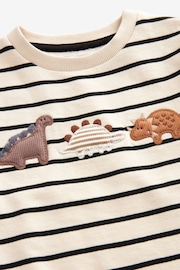 Ecru Cream Stripe Dinosaur Embroidered Crew Neck Sweatshirt (3mths-7yrs) - Image 5 of 5