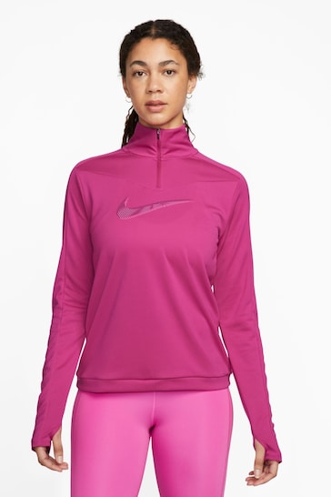 Buy Nike Fushsia Pink Dri-FIT Swoosh Half-Zip Running Top from the Next ...