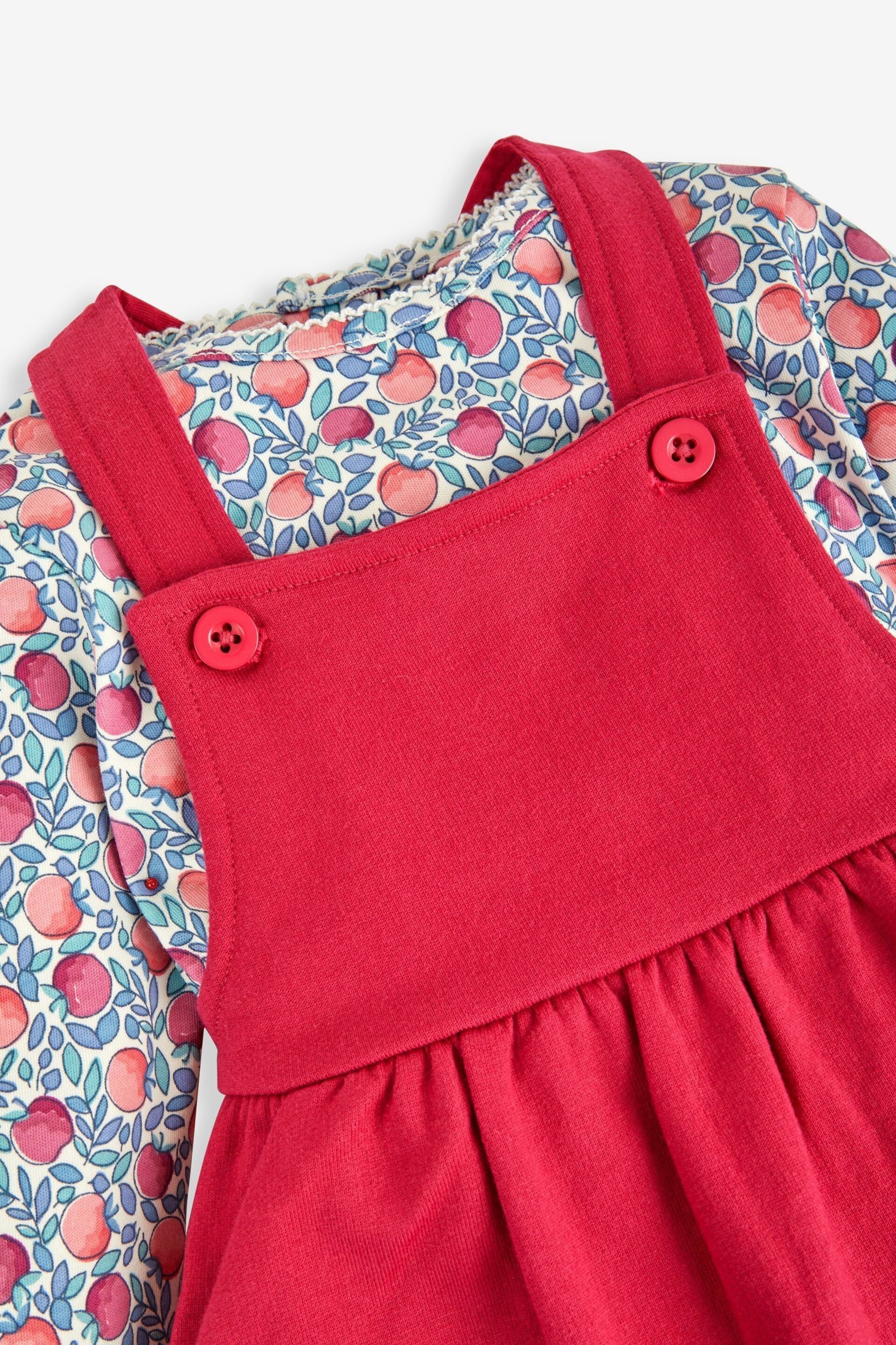 JoJo Maman Bébé Rose Pink Bunny Girls' 2-Piece Appliqué Pinafore Dress & Top Set - Image 5 of 6