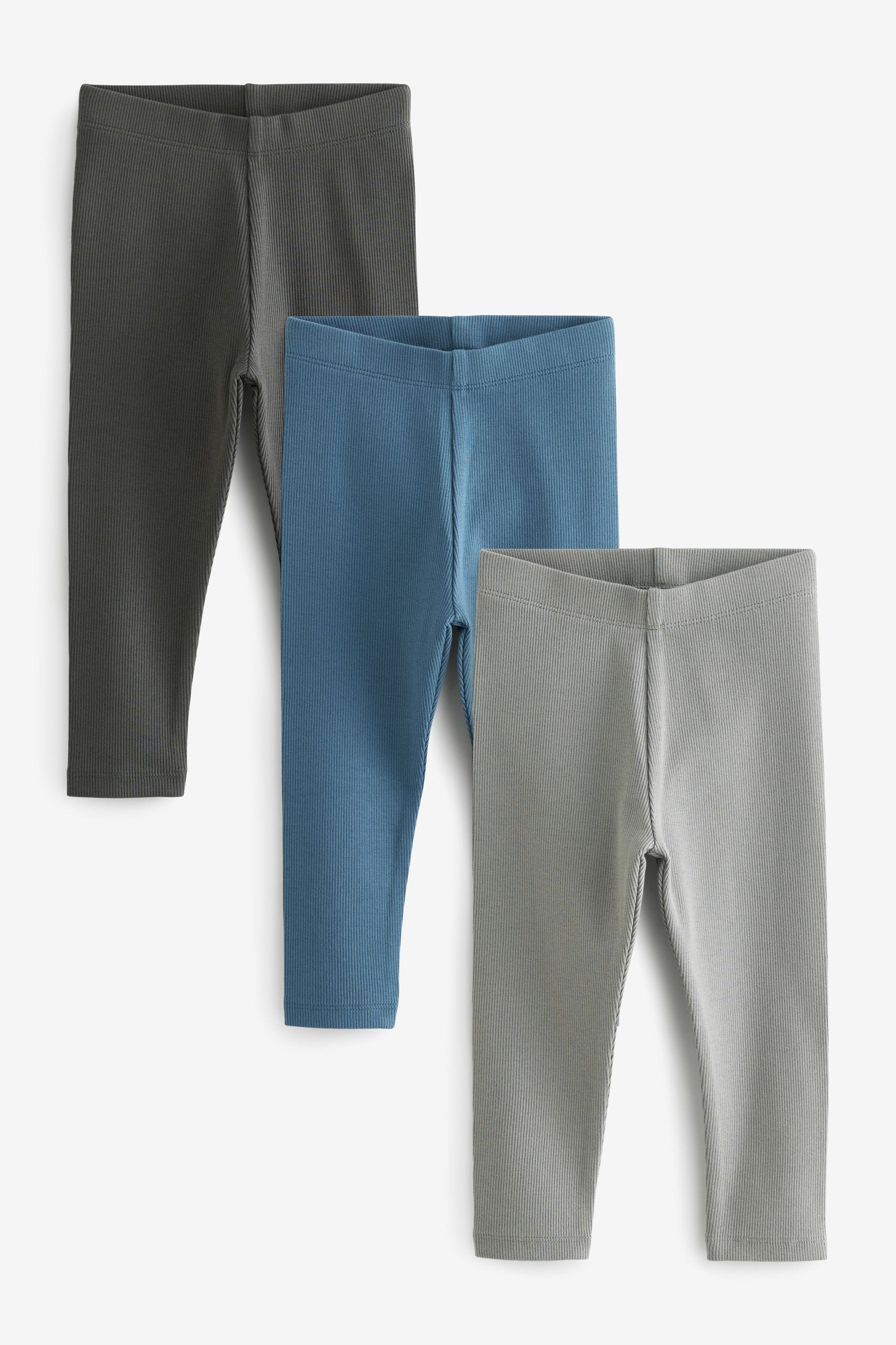 Buy Blue Charcoal Ribbed Leggings 3 Pack 3mths 7yrs from the Next UK online shop