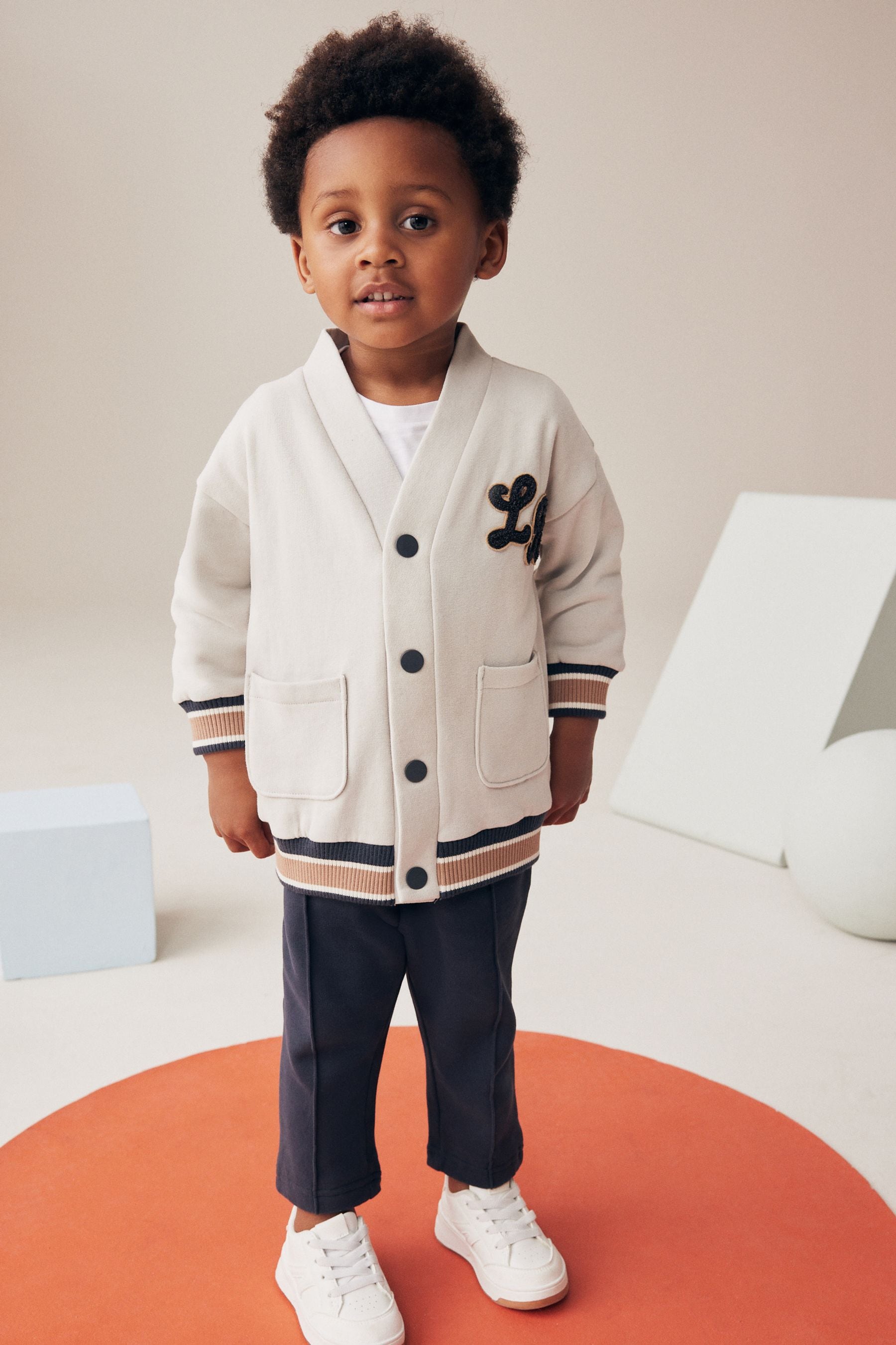 Buy Charcoal Grey Varsity Jersey Cardigan and Joggers Set 3mths 7yrs from Next Luxembourg