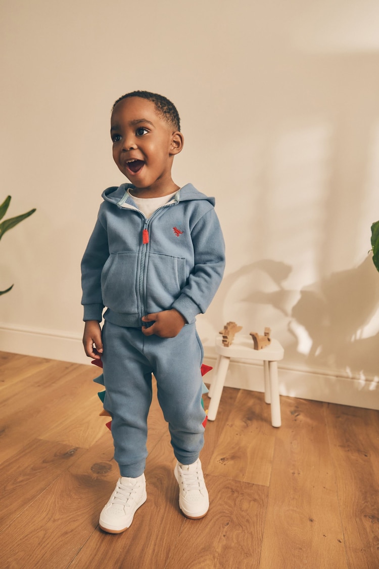 Blue Dinosaur Spikes Zip Through Hoodie and Joggers Set (3mths-7yrs) - Image 1 of 10