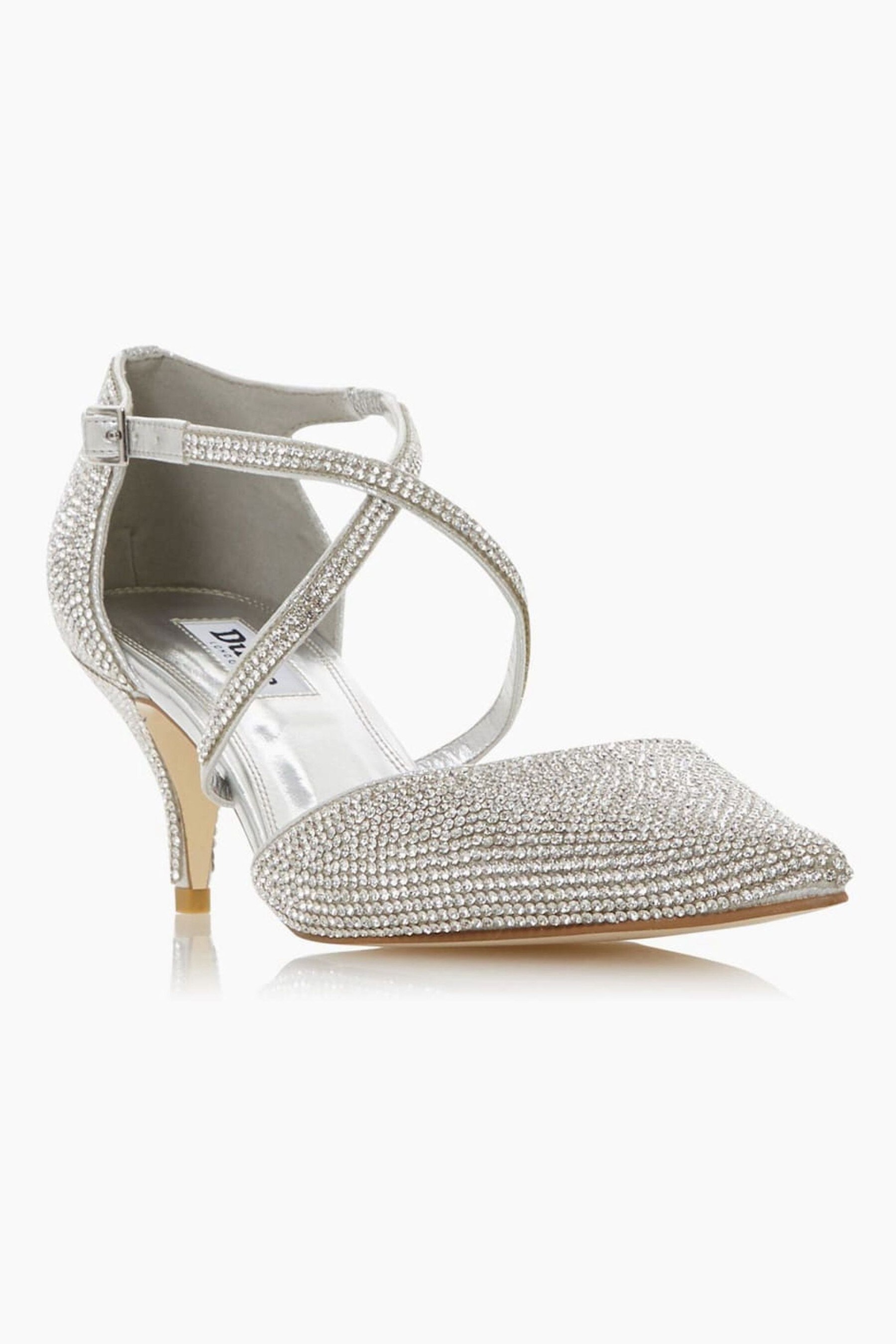 Buy Dune London Captivated Silver Crystal Embellished Kitten Heel Shoes from Next Lithuania