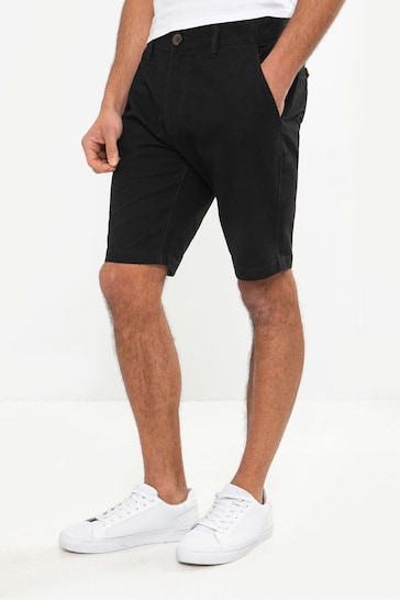 Threadbare Black Regular Fit Cotton Chinos Shorts