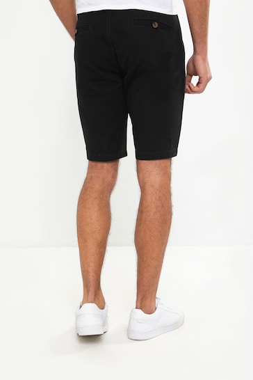 Threadbare Black Regular Fit Cotton Chinos Shorts