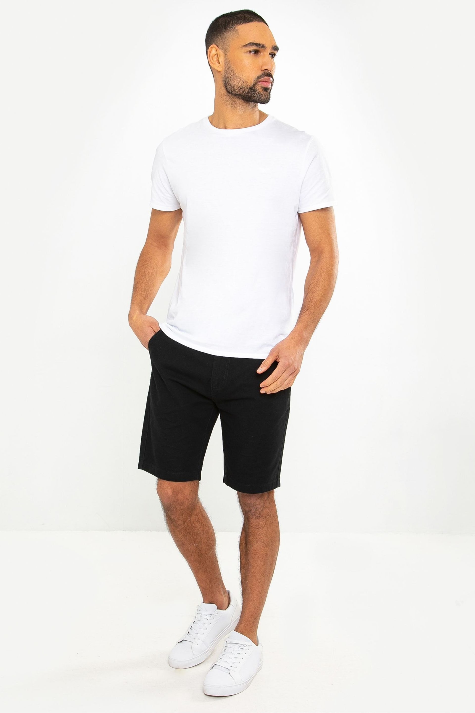 Threadbare Black Regular Fit Cotton Chinos Shorts - Image 3 of 4