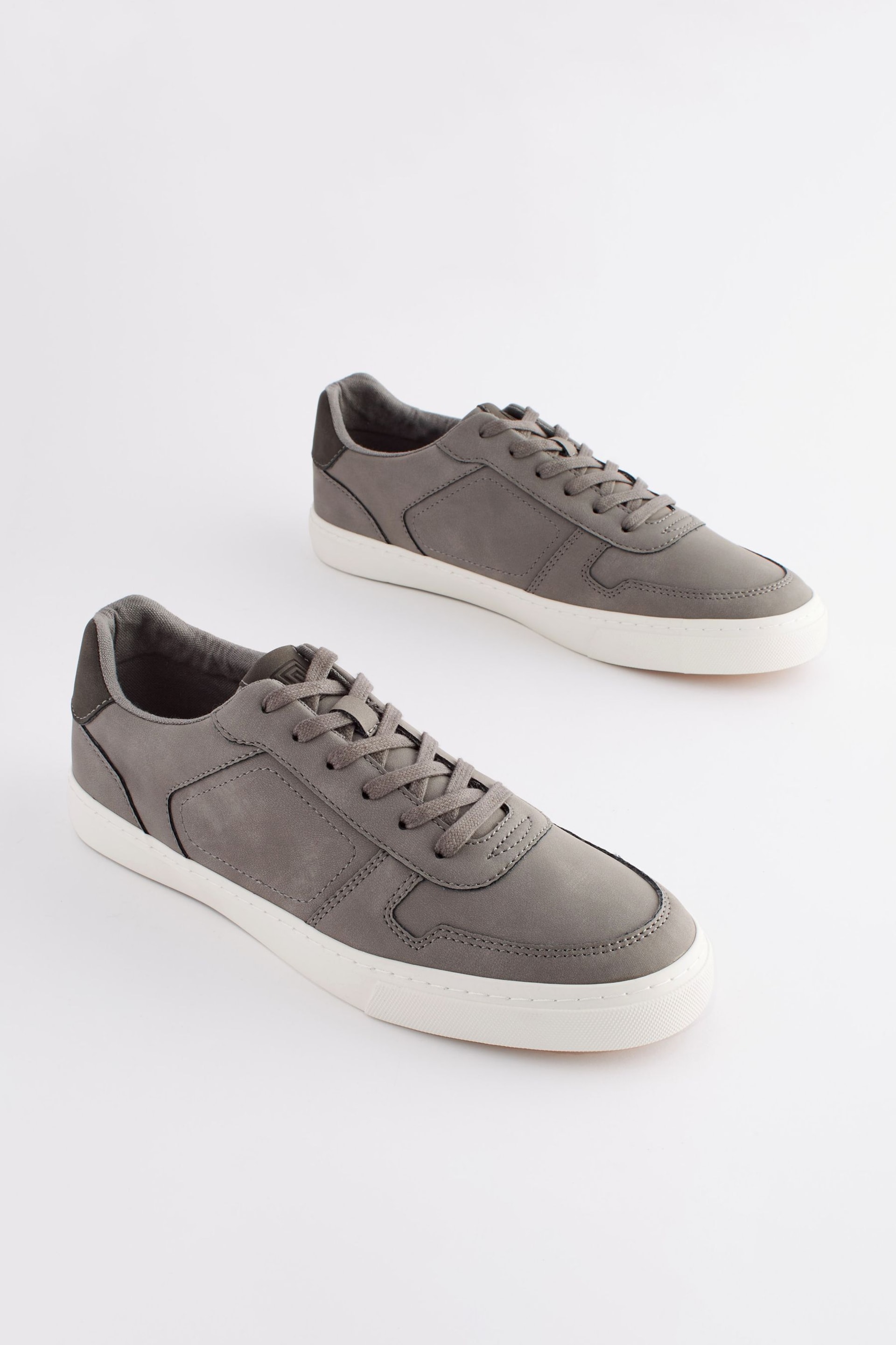 Grey Lace Up Low Trainers - Image 1 of 5