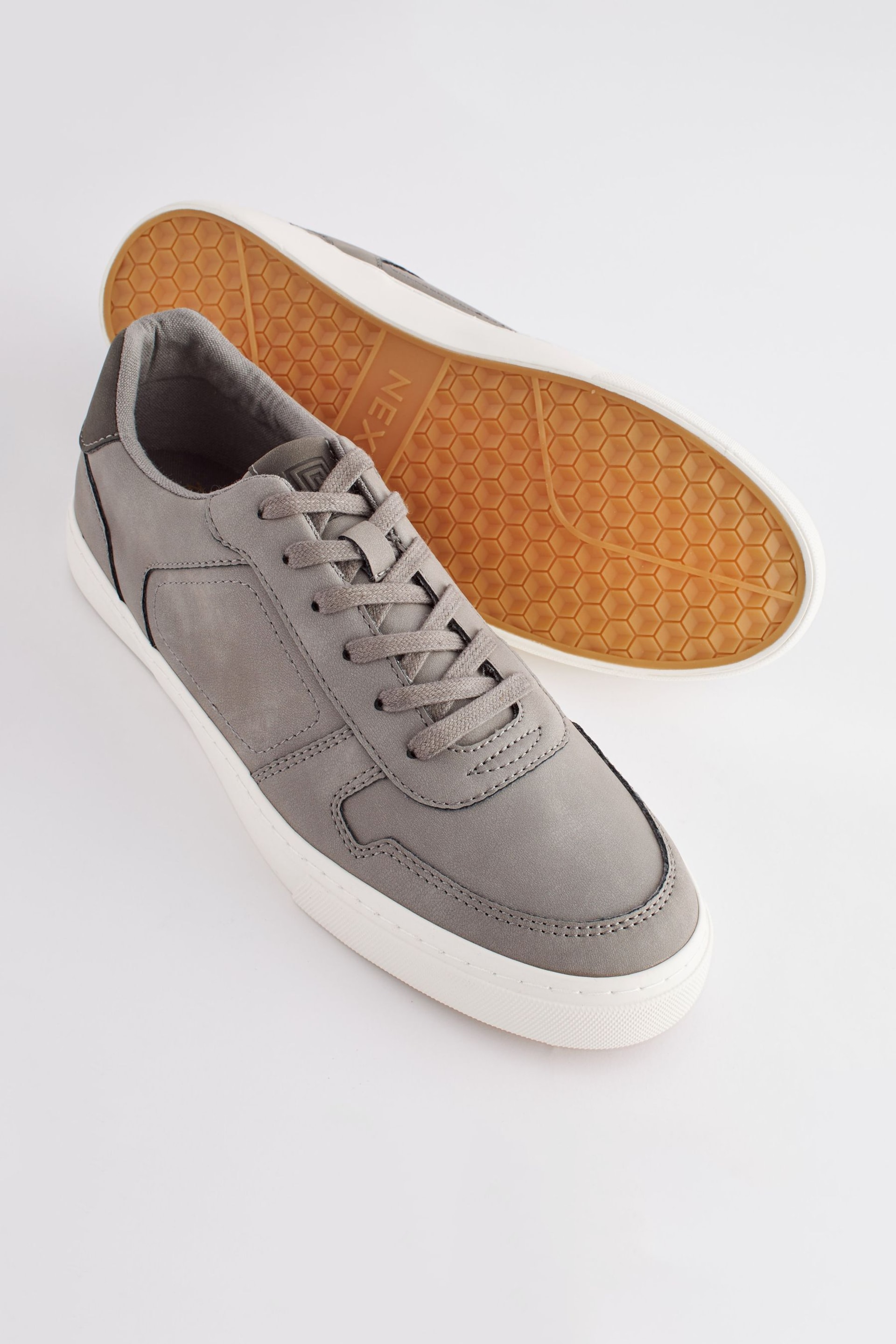 Grey Lace Up Low Trainers - Image 4 of 5