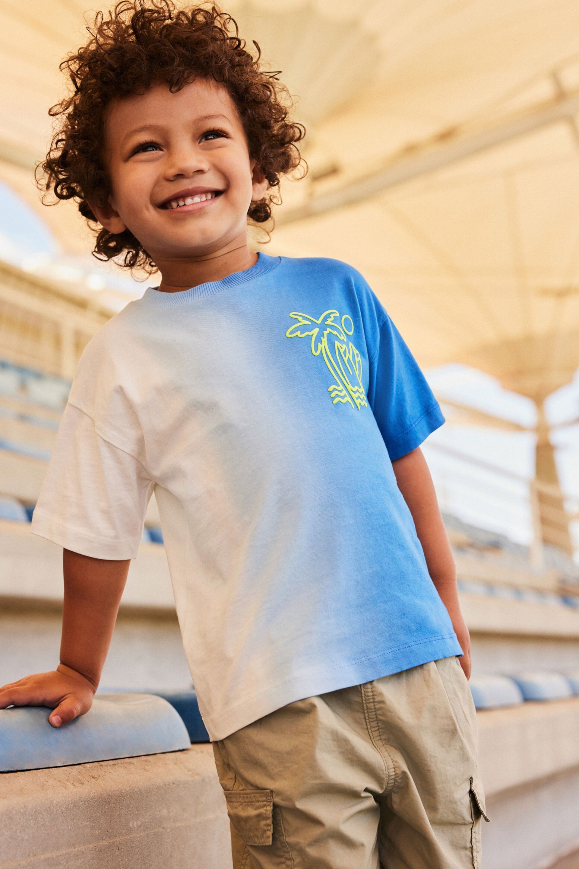 Blue/White Back Print Short Sleeve T-Shirt (3mths-7yrs) - Image 2 of 6