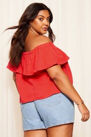 Curves Like These Red Bardot Ruffle Top - Image 4 of 4