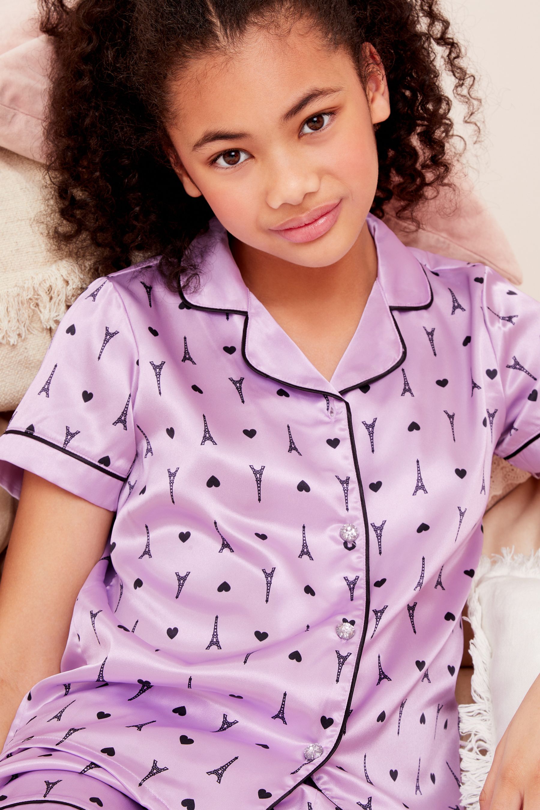 Purple satin pyjamas shop