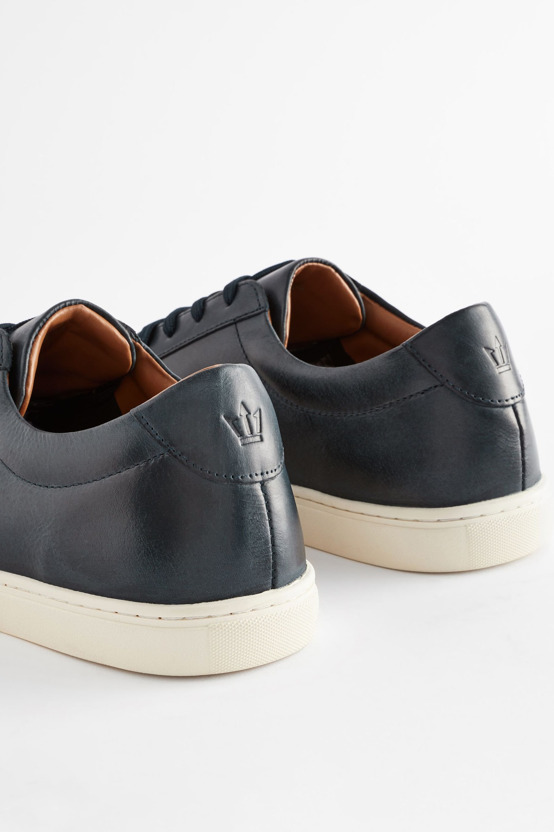 Navy Blue Leather Trainers - Image 5 of 6