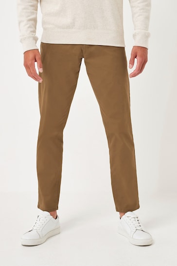 Tan Brown Straight Stretch Chino Trousers