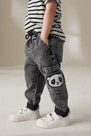 Black Denim with Panda Cargo Jeans (3mths-7yrs) - Image 2 of 8