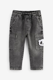 Black Denim with Panda 100% Cotton Cargo Jeans (3mths-7yrs) - Image 6 of 8