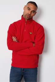 Threadbare Red 1/4 Zip Fleece Sweatshirt - Image 1 of 4