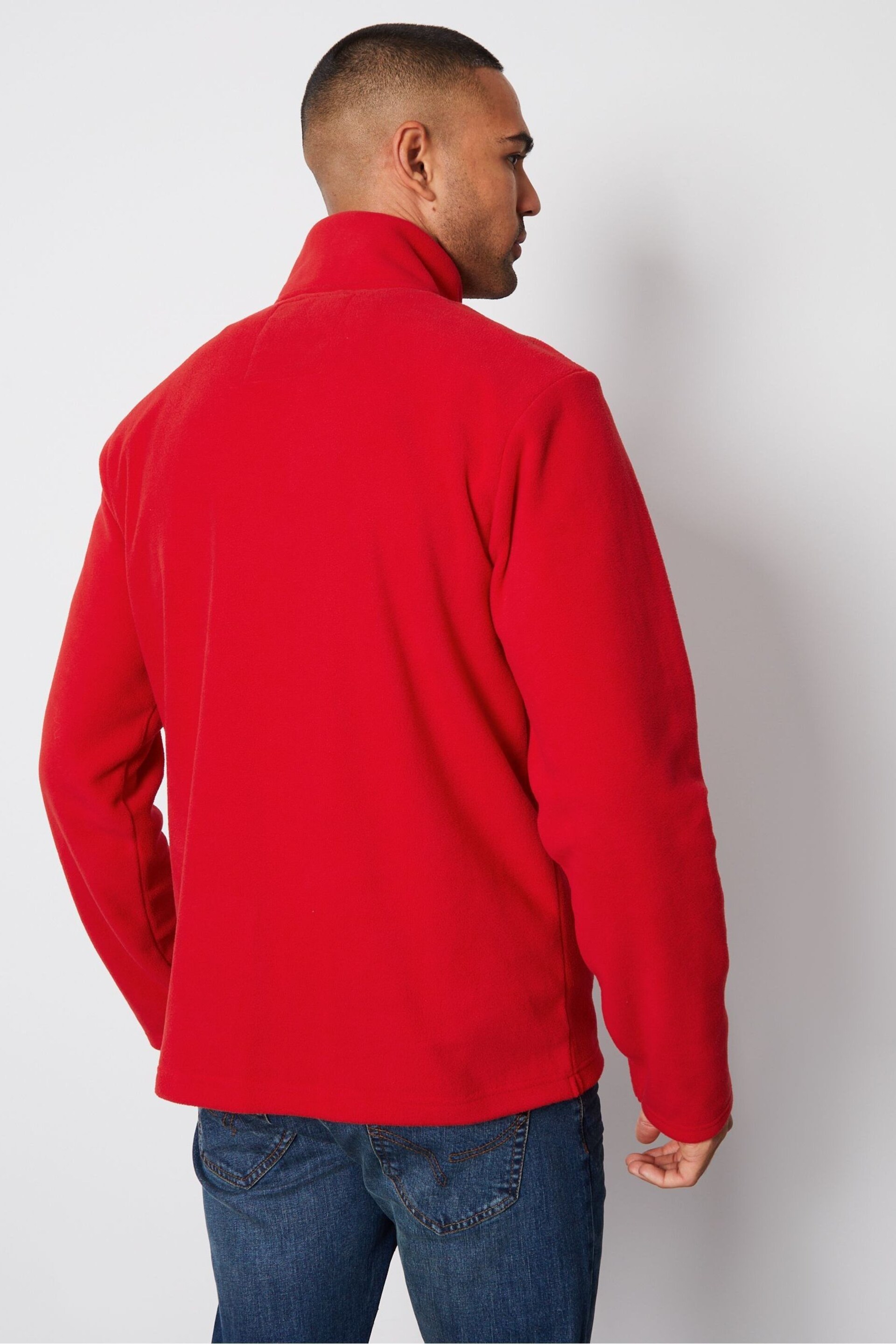 Threadbare Red 1/4 Zip Fleece Sweatshirt - Image 2 of 4
