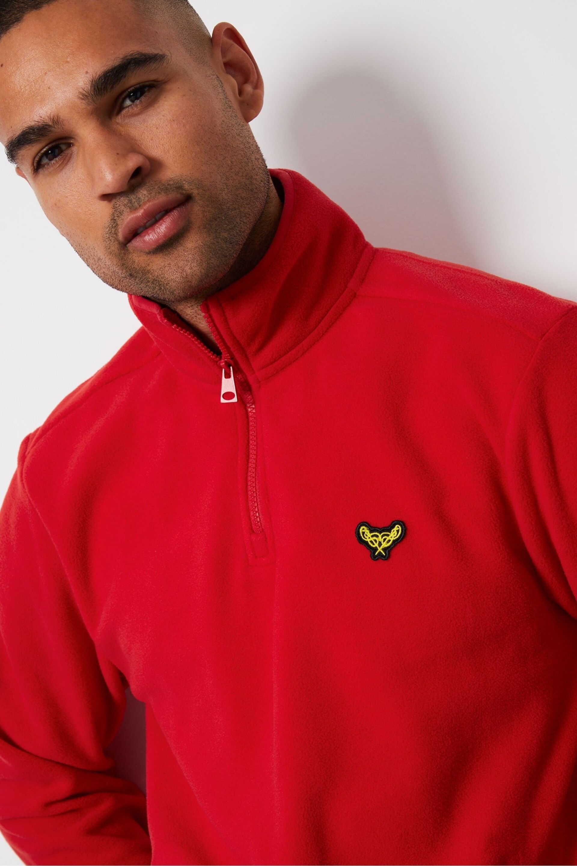 Threadbare Red 1/4 Zip Fleece Sweatshirt - Image 4 of 4