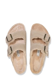 Birkenstock Cream Arizona Suede Shearling Sandals - Image 7 of 7