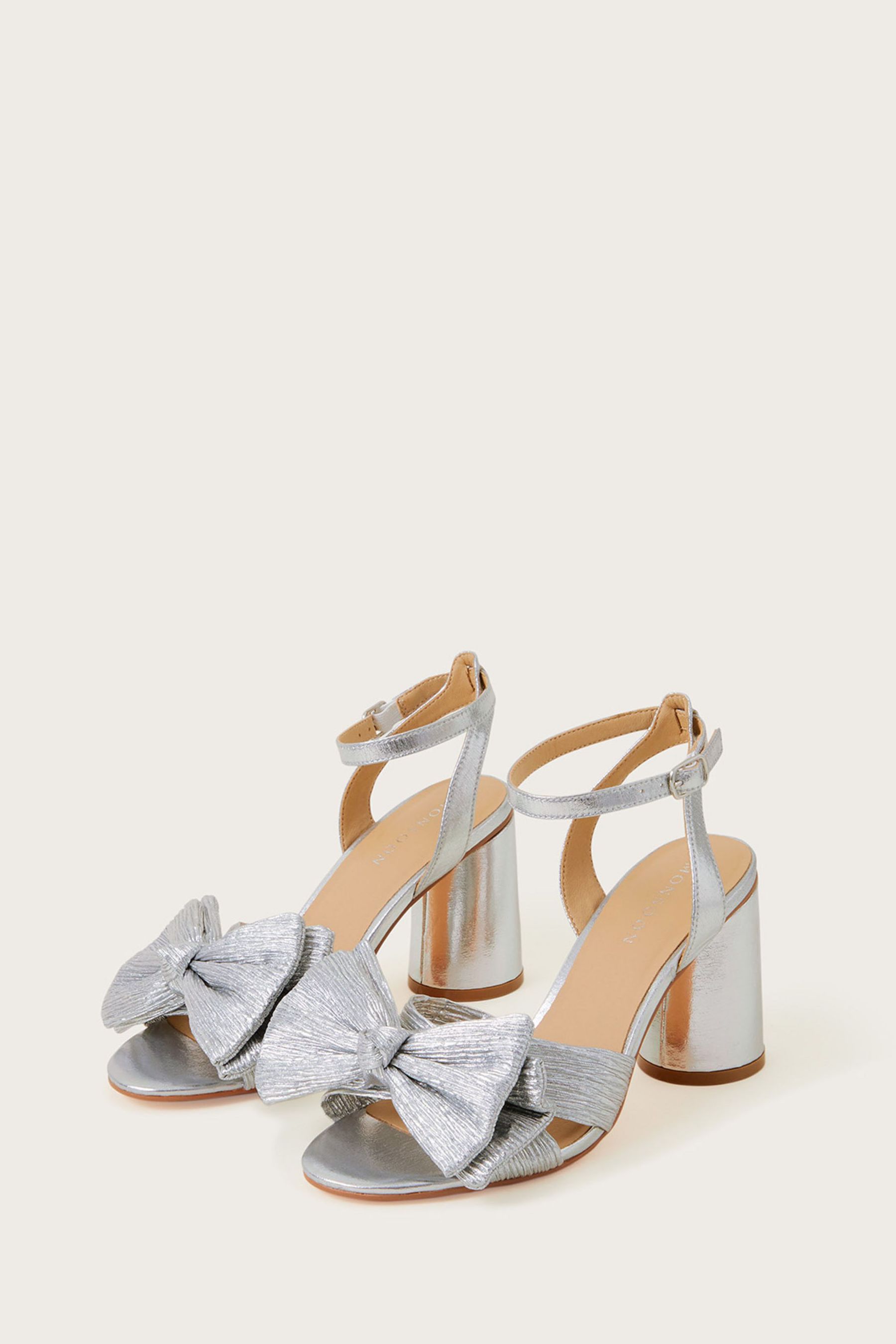 Buy Monsoon Silver Bow Block Heel Sandals from the Next UK online shop