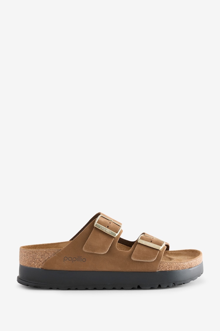 Birkenstock Tan Arizona Platform Flex Nubuck Sandals - Image 2 of 3