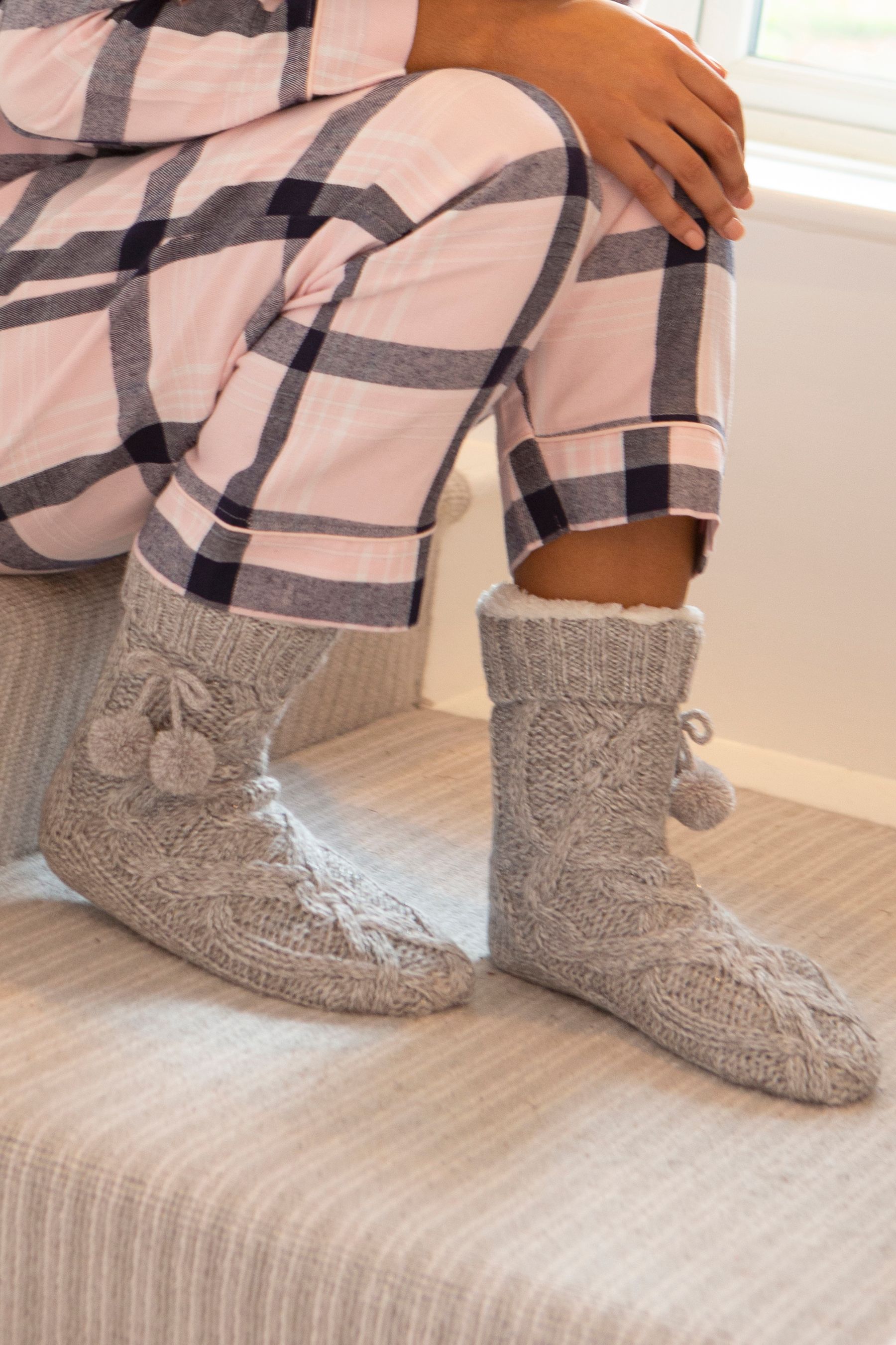 Buy Pour Moi Grey Cosy Cable Knit Socks from the Next UK online shop