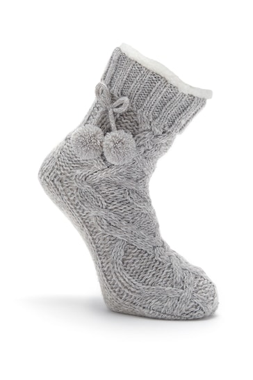 Pour Moi Grey Cosy Cable Knit Socks