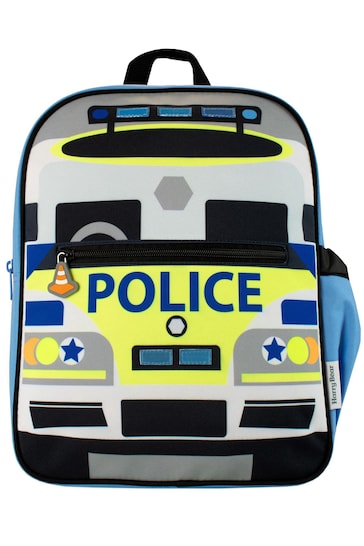 Harry Bear Silver Boys Police Car Backpack