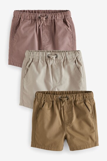 Buy Tan/Stone/Pink Pull On Shorts 3 Pack (3mths-7yrs) from the Next UK online shop