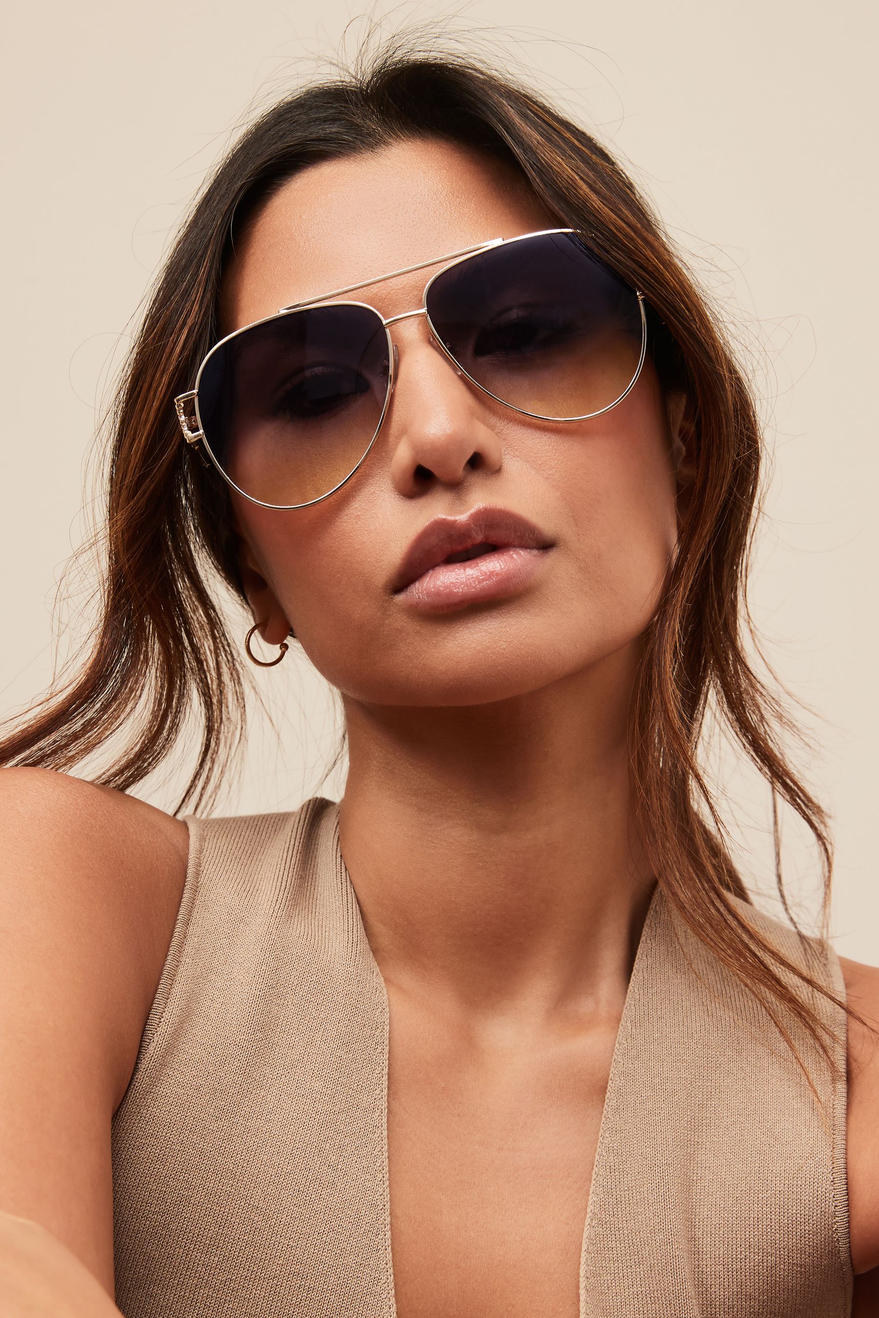 Buy Gold Bamboo Temple Aviator Sunglasses from Next Gibraltar