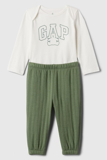 Gap Green and White Two Piece Top and Legging Set (Newborn-24mths)