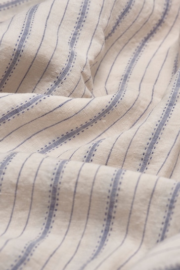 Piglet in Bed Dusk Blue Ticking Stripe Linen Duvet Cover