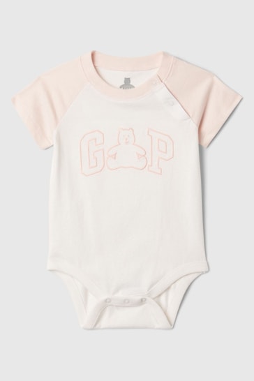 Gap Pink Organic Cotton Logo Baby Bodysuit