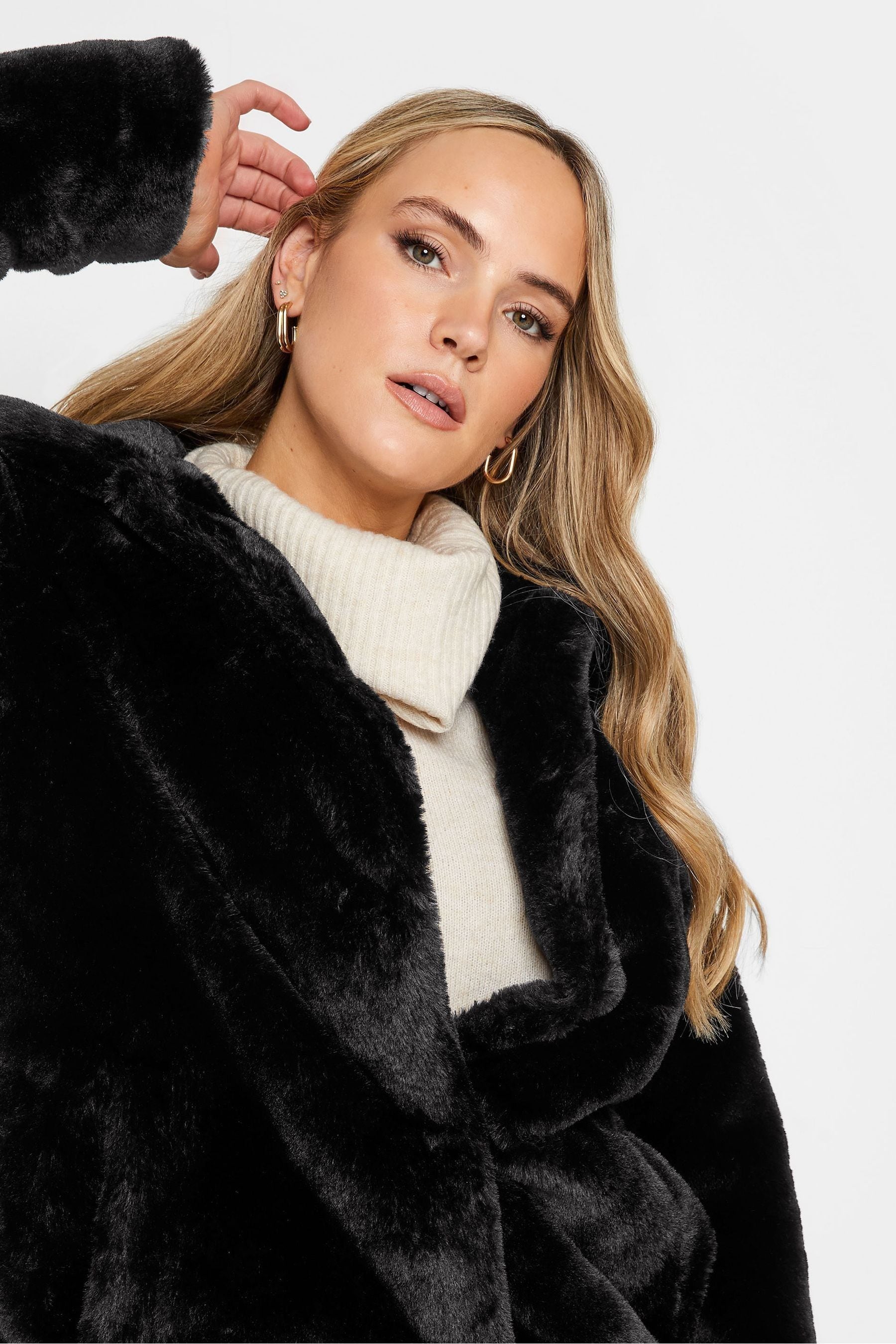 Long Tall Sally Black Faux Fur Coats