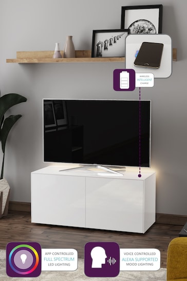 Frank Olsen White Smart LED Medium TV Stand