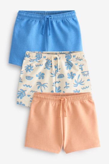 Blue/Orange Palm Print 3 Pack Shorts (3-16yrs)