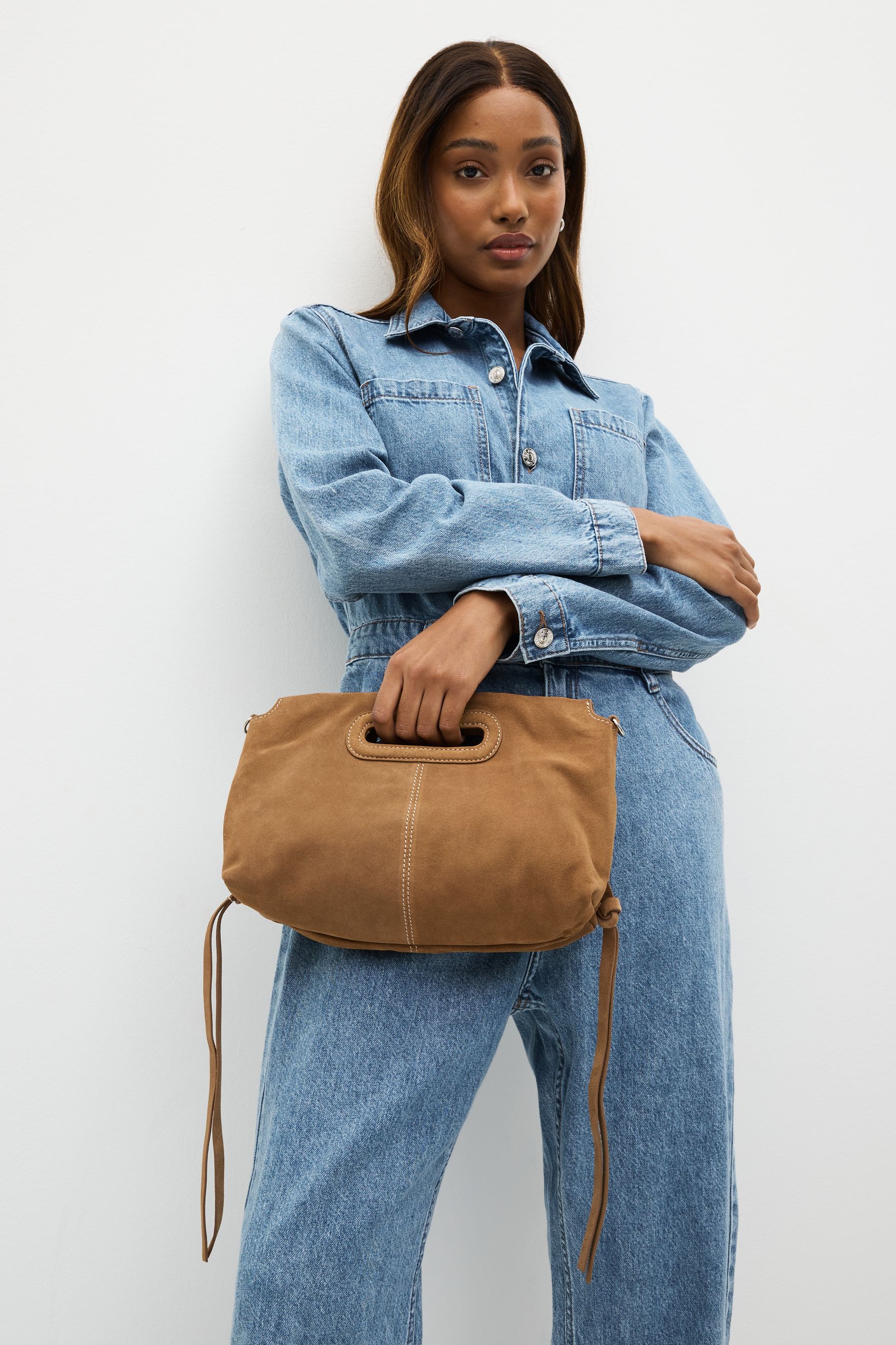 Buy Tan Brown Suede Clutch Bag from Next Slovenia